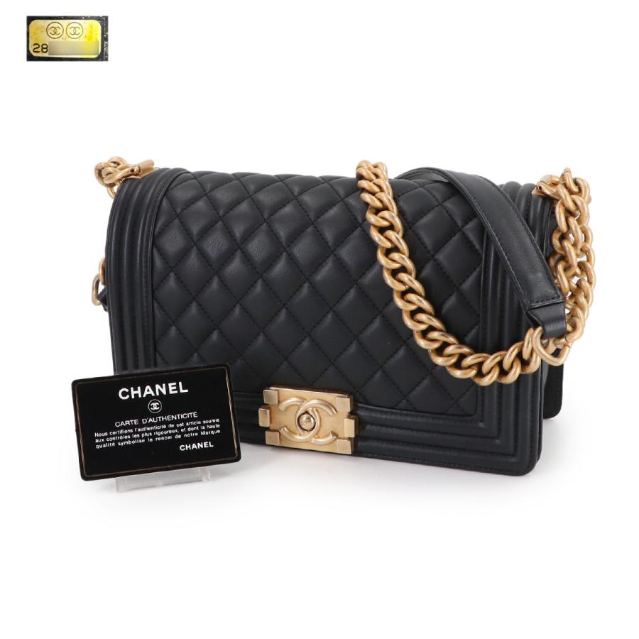 ■美品■　シャネル ボーイシャネル チェーン ショルダー ポシェット ラム ブラック 【382956】2 CHANEL（シャネル） 新品同様 ボーイシャネル チェーン ショルダー
