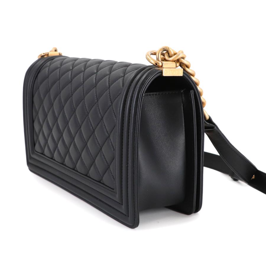 ■美品■　シャネル ボーイシャネル チェーン ショルダー ポシェット ラム ブラック 【382956】2 シャネル チェーンショルダーバッグ ボーイシャネル ラムスキン