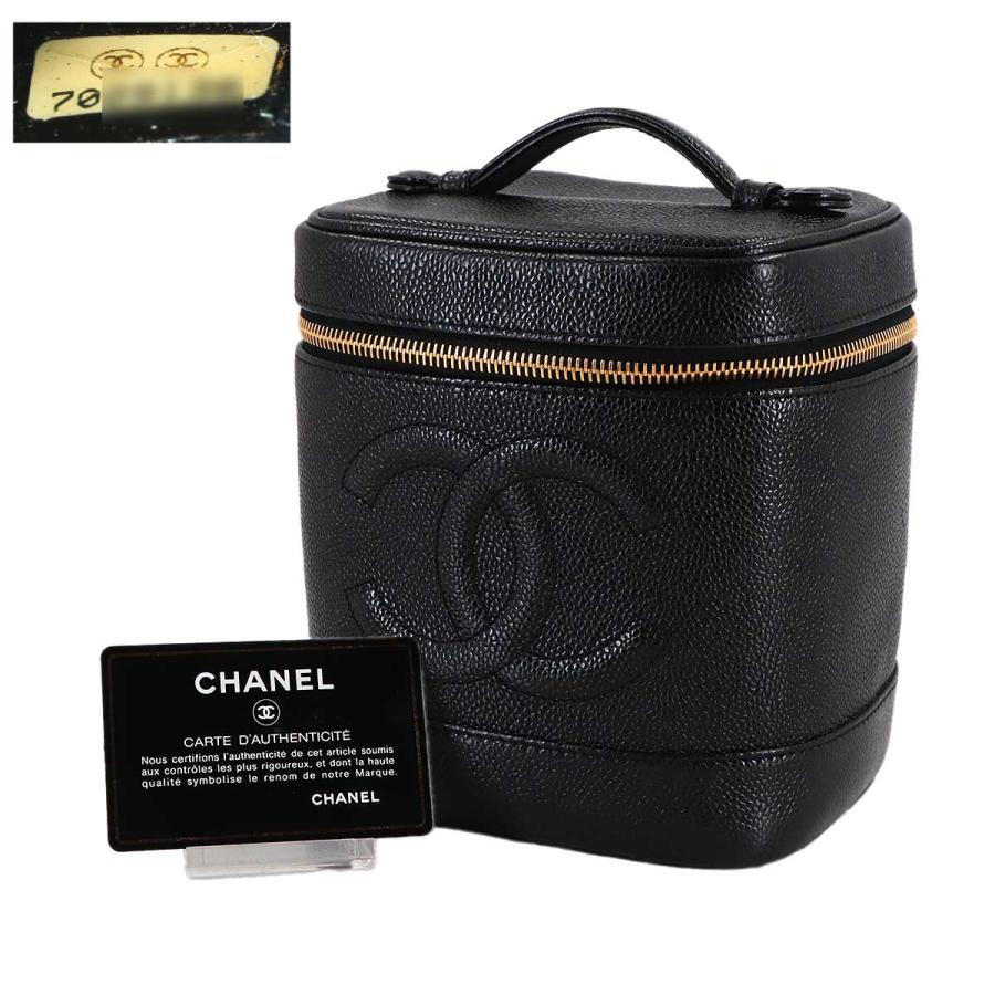 新品同様 シャネル CHANEL バニティ ハンド バッグ キャビアスキン レザー ブラック A01998 ココマーク ゴールド 金具 Vanity Bag 90314327の画像