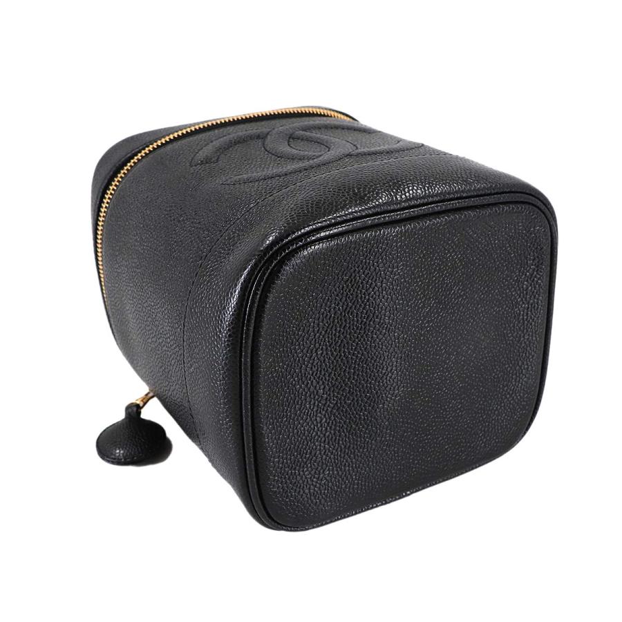 新品同様 シャネル CHANEL バニティ ハンド バッグ キャビアスキン レザー ブラック A01998 ココマーク ゴールド 金具 Vanity Bag 90314327の画像