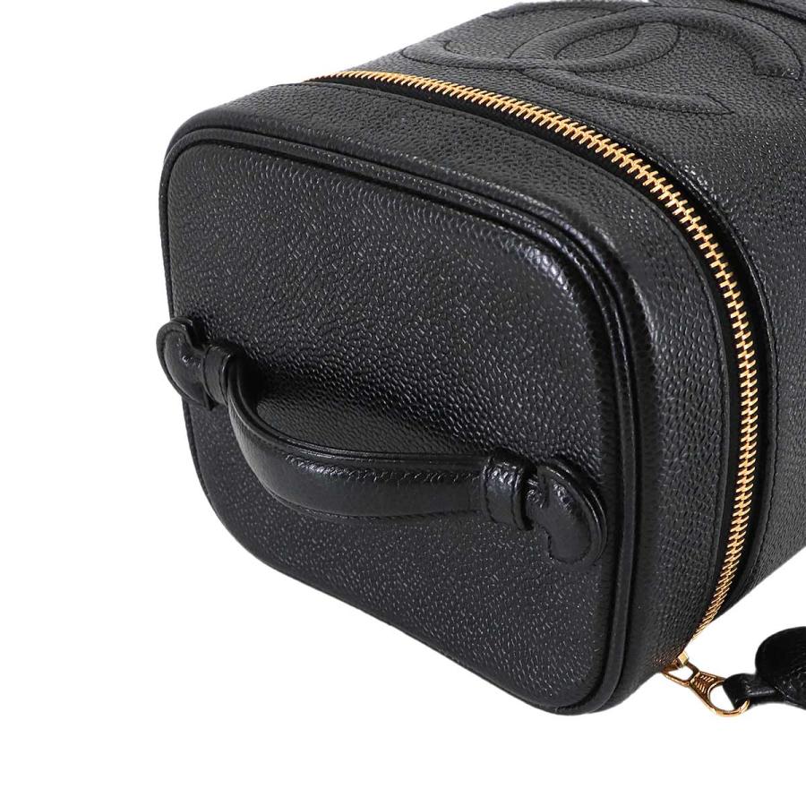 新品同様 シャネル CHANEL バニティ ハンド バッグ キャビアスキン レザー ブラック A01998 ココマーク ゴールド 金具 Vanity Bag 90314327の画像