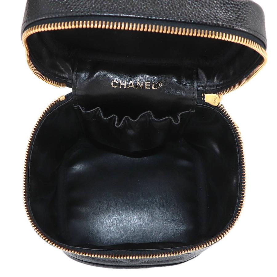 新品同様 シャネル CHANEL バニティ ハンド バッグ キャビアスキン レザー ブラック A01998 ココマーク ゴールド 金具 Vanity Bag 90314327の画像