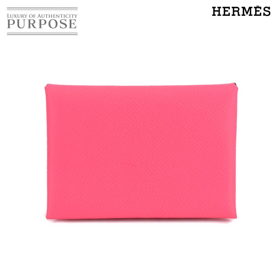 極美品 エルメス カルヴィ デュオ エプソン ローズアザレ ピンク B刻印 HERMES（エルメス） 未使用 展示品 カルヴィ デュオ カードケース