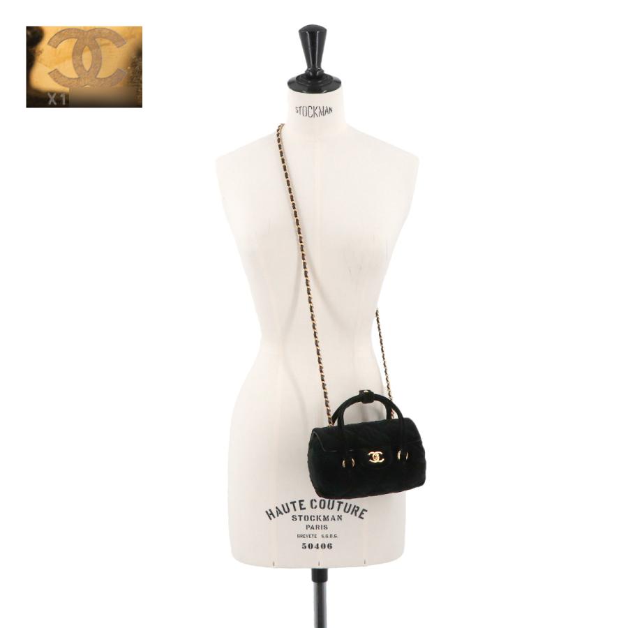 未使用 展示品 シャネル CHANEL マトラッセ 2way ハンド チェーン ショルダー バッグ ベルベット レザー ブラック ベロア 90314585_9