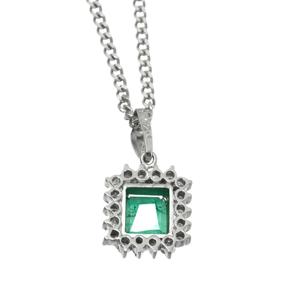 エメラルド 0.73ct ダイヤ 0.20ct Pt プラチナ ネックレス 40cm 