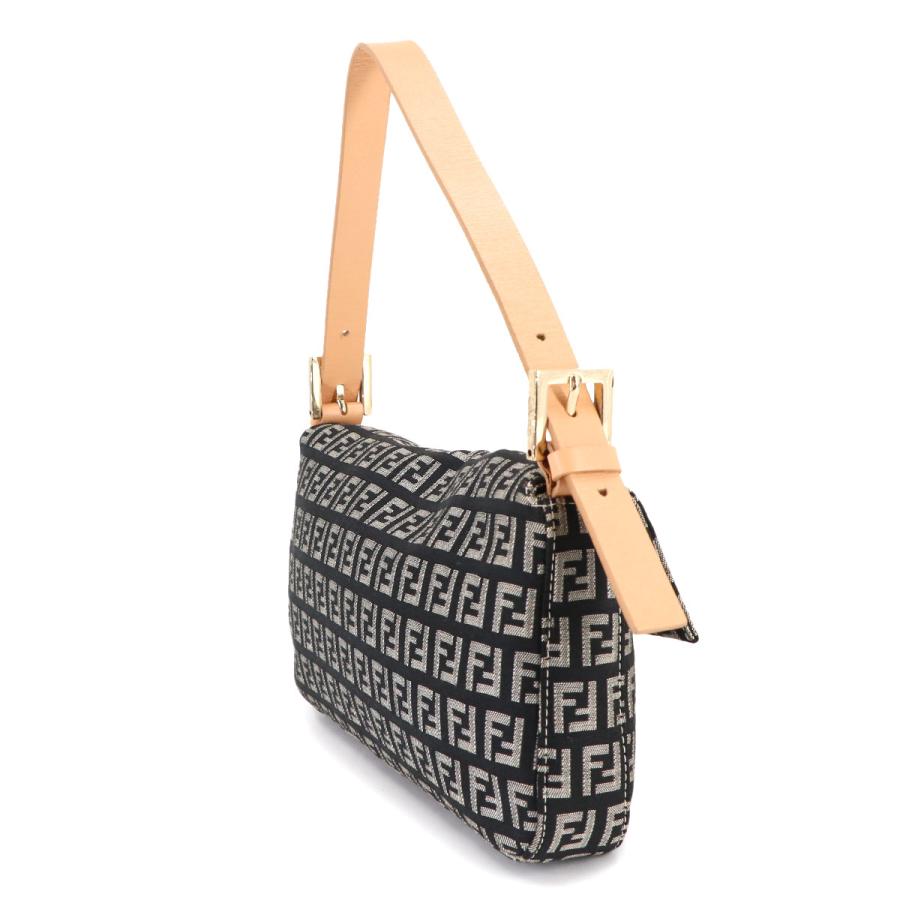 FENDI マンマバケット キャンパス レザーショルダーバッグ ゴールド 