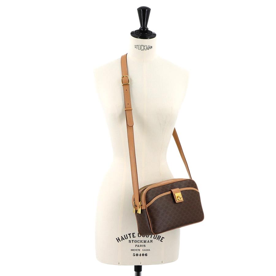 CELINE（セリーヌ） マカダム ショルダー バッグ PVC レザー ブラウン