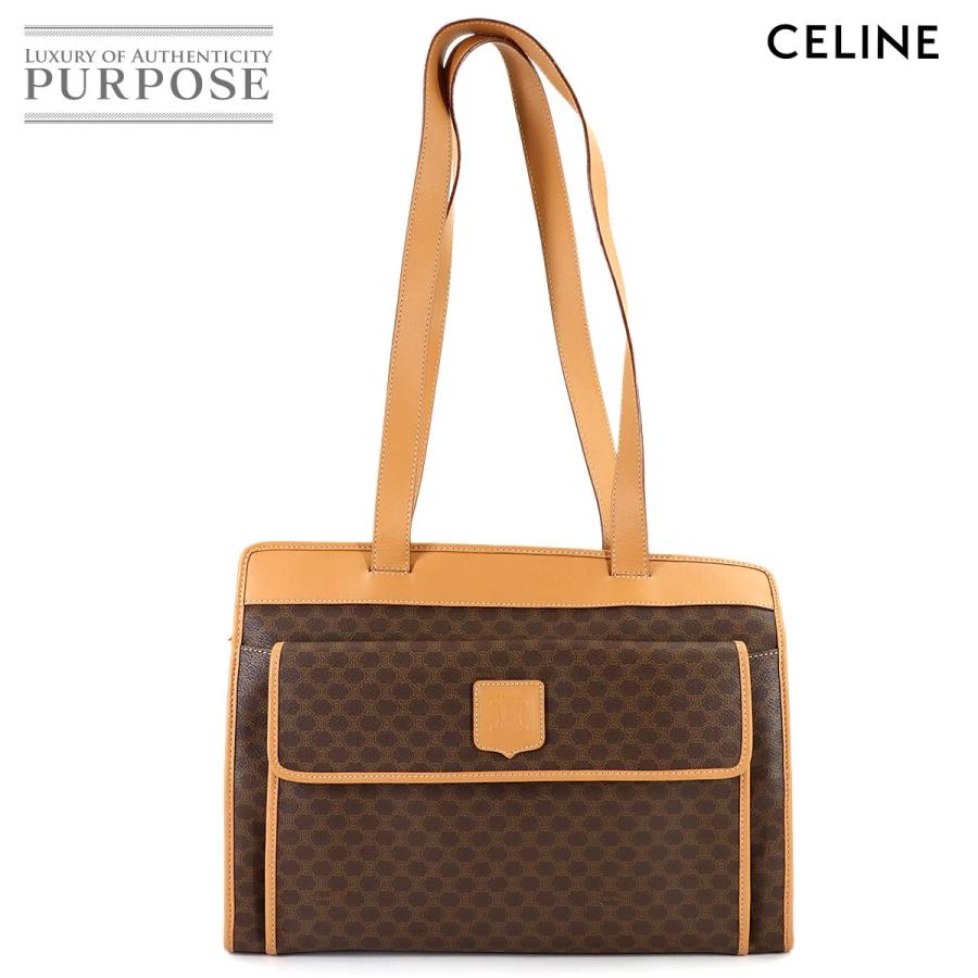 美品 セリーヌ CELINE マカダム ショルダー バッグ PVC レザー ブラウン ゴールド 金具 ヴィンテージ Macadam Shoulder Bag 90315315 CELINE（セリーヌ） マカダム ショルダーバッグ PVC レザー ブラウン
