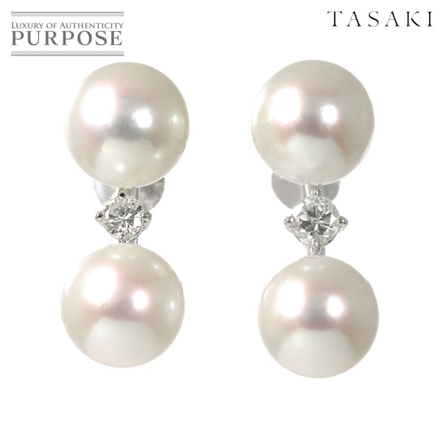 TASAKI（タサキ） アコヤ真珠 8.1-7.8mm ダイヤ イヤリング K18/K14 WG 