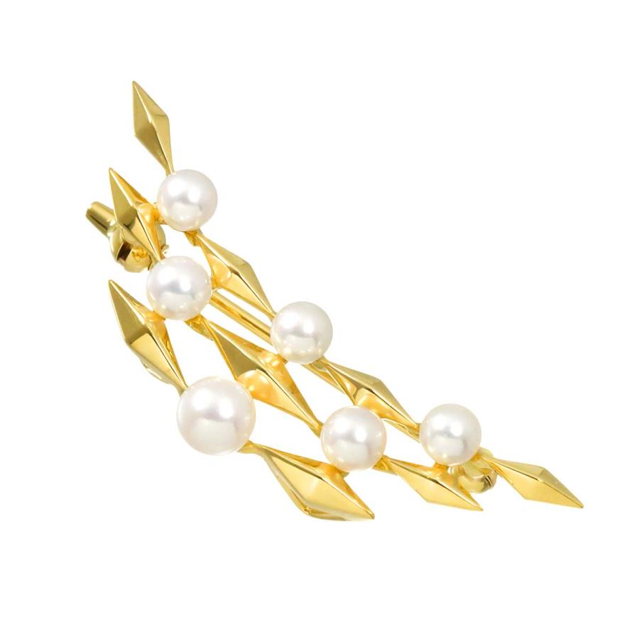 MIKIMOTO（ミキモト） アコヤ真珠 4.8-3.8mm ブローチ K18 YG イエロー