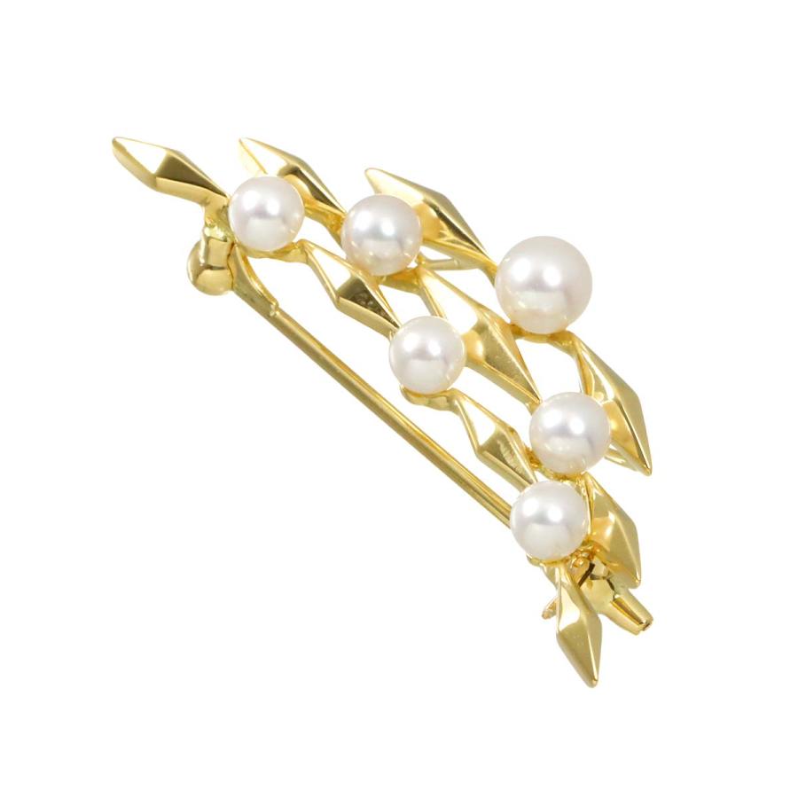 MIKIMOTO（ミキモト） アコヤ真珠 4.8-3.8mm ブローチ K18 YG イエロー