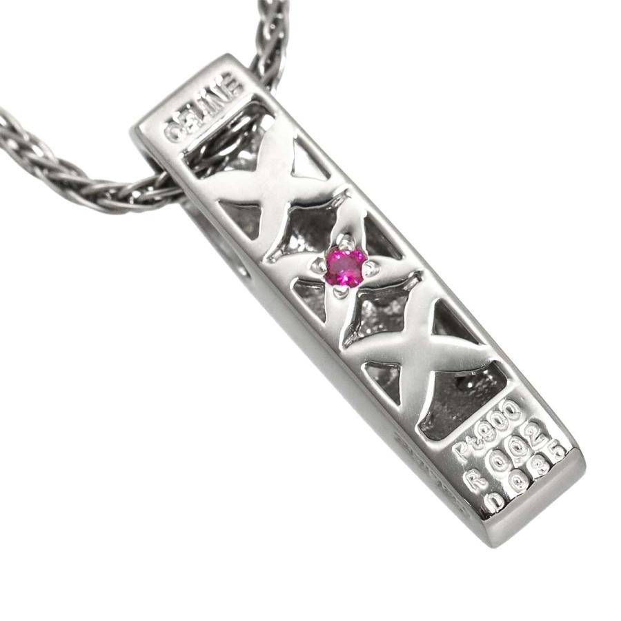 CELINE（セリーヌ） ダイヤ 0.35ct ルビー 0.02ct ネックレス 42cm Pt 