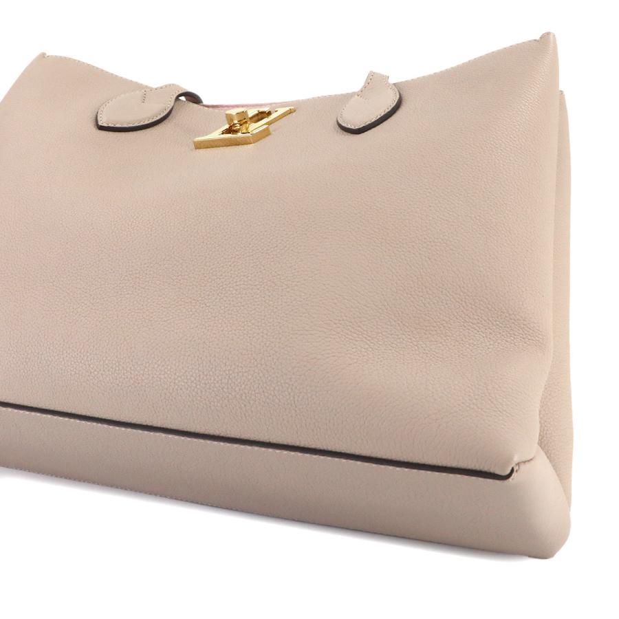 新品同様 ルイ ヴィトン LOUIS VUITTON ロックミー ショッパー トート バッグ レザー グレージュ M57346 ゴールド 金具 RFID 90316080