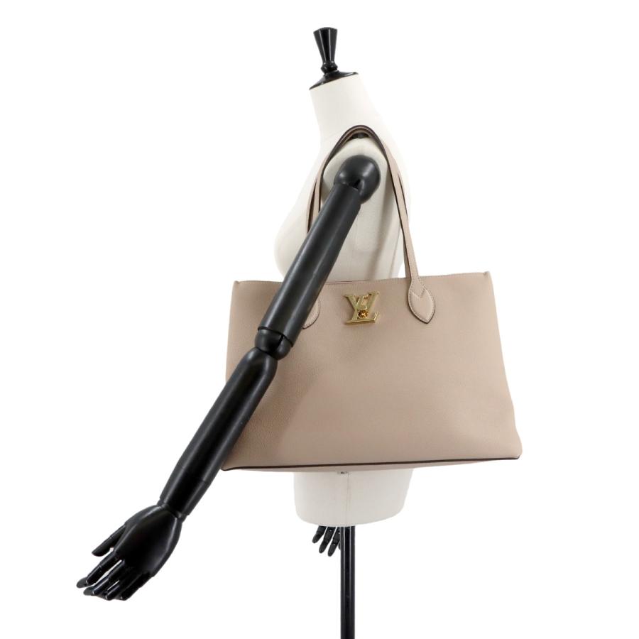 新品同様 ルイ ヴィトン LOUIS VUITTON ロックミー ショッパー トート バッグ レザー グレージュ M57346 ゴールド 金具 RFID 90316080