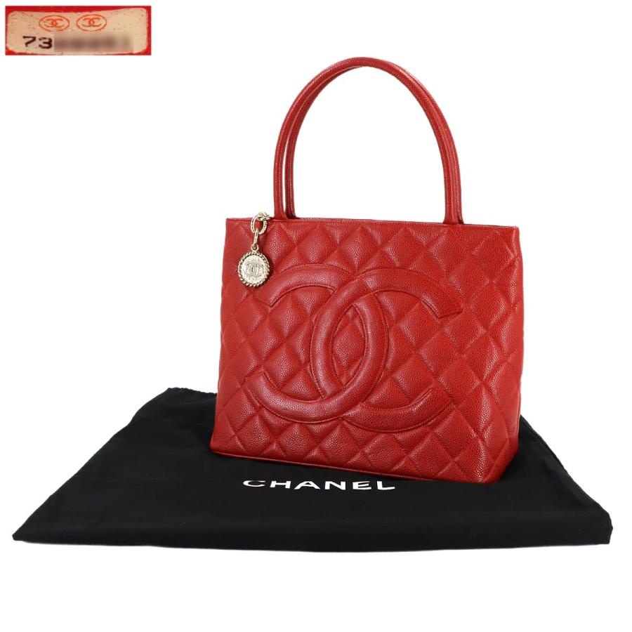 CHANEL（シャネル） 美品 復刻トート バッグ キャビアスキン レッド 