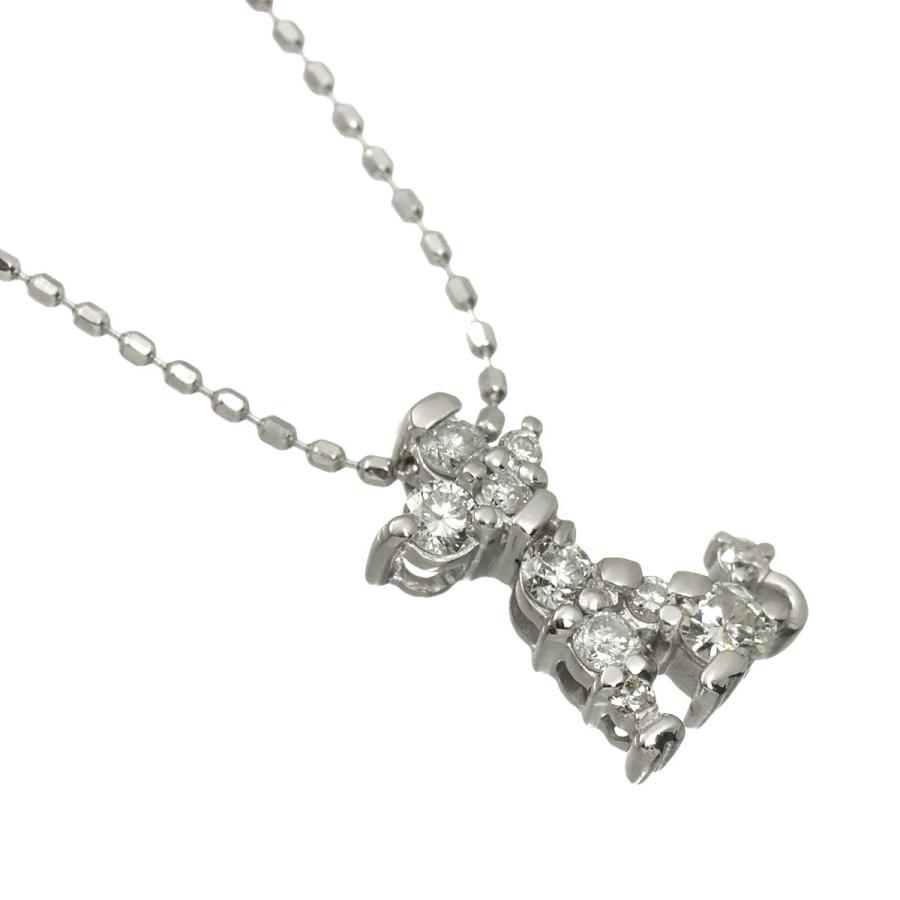 ダイヤ 0.18ct ネックレス 40cm K18 WG ホワイトゴールド 750 Diamond