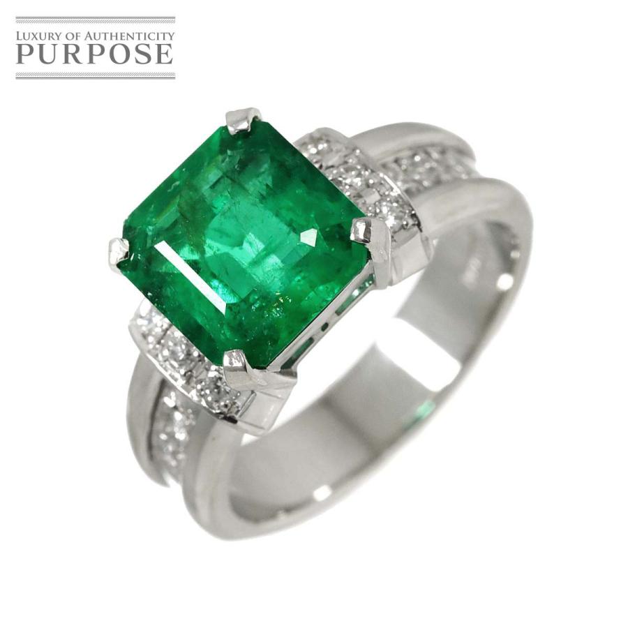 リング 11号 エメラルド 2.75ct ダイヤ 0.27ct Pt プラチナ 指輪 