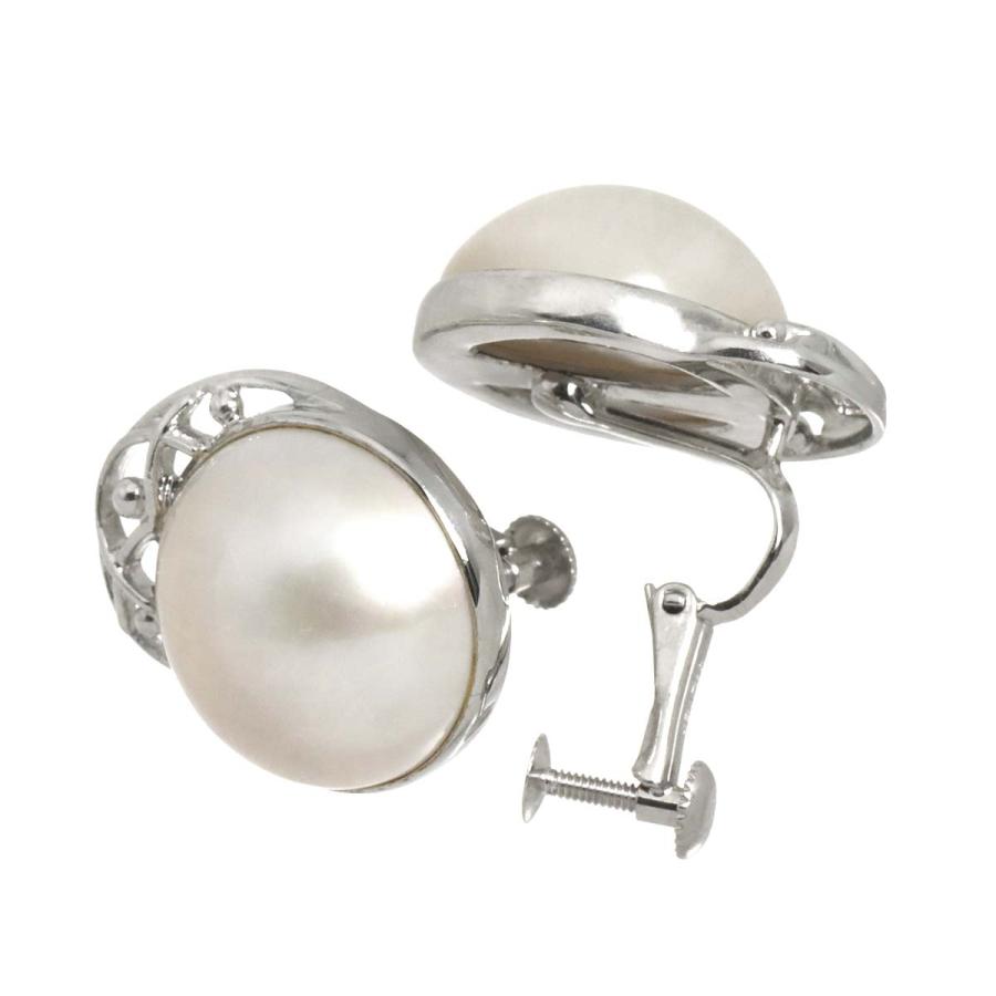 スキンダプサス・ペルル【真珠】トップカット TASAKI（タサキ） マベ真珠 15.0mm イヤリング SV シルバー パール