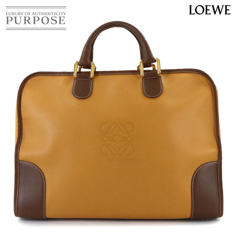【LOEWE】トラベルバッグ　アナグラム型押し　ゴールド金具　レザー　ブラウン LOEWE（ロエベ） アマソナ 40 ハンド ボストン バッグ レザー ブラウン