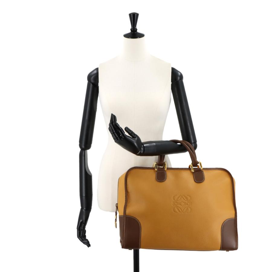 【LOEWE】トラベルバッグ　アナグラム型押し　ゴールド金具　レザー　ブラウン LOEWE（ロエベ） アマソナ 40 ハンド ボストン バッグ レザー ブラウン
