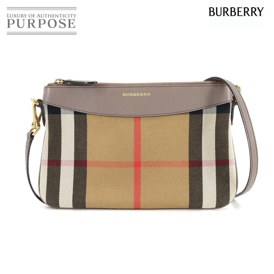 バーバリー BURBERRY ハウスチェック ショルダー バッグ キャンバス レザー ブラウン グレー Shoulder Bag 90316708 BURBERRY（バーバリー） ハウスチェック ショルダー バッグ キャンバス