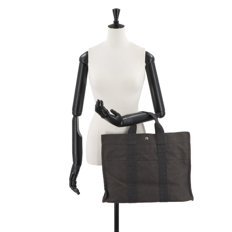 美品【HERMES】エルメスのエールラインM M HERMES（エルメス） エールライン MM トート バッグ キャンバス グレー
