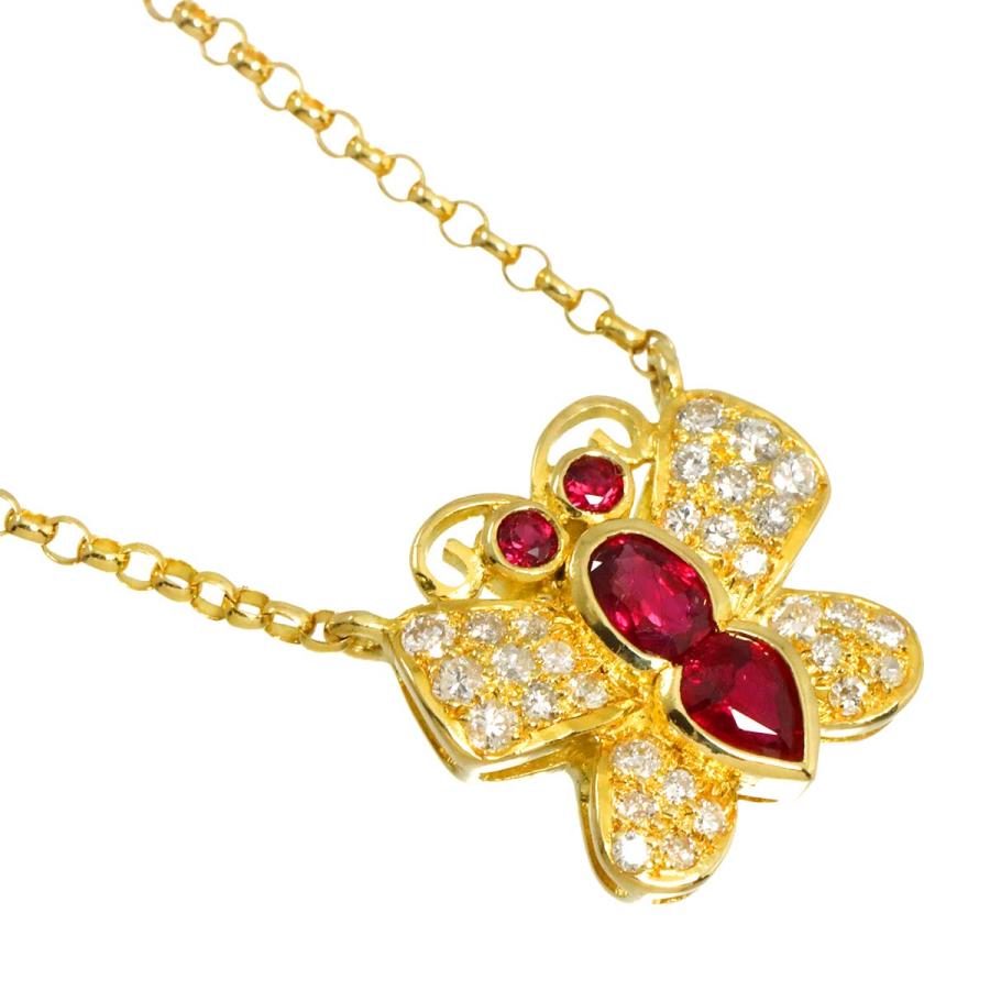 バレステラ Balestra ルビー ダイヤ ネックレス 41cm K18 YG イエローゴールド 750 蝶 Ruby Diamond Necklace 90316769_2