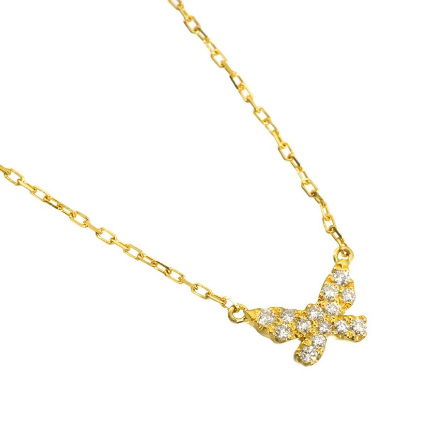 AHKAH（アーカー） バタフライ ダイヤ 0.06ct ネックレス 40cm K18 YG