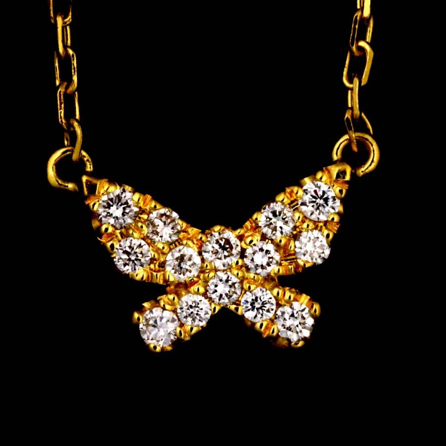 AHKAH（アーカー） バタフライ ダイヤ 0.06ct ネックレス 40cm K18 YG