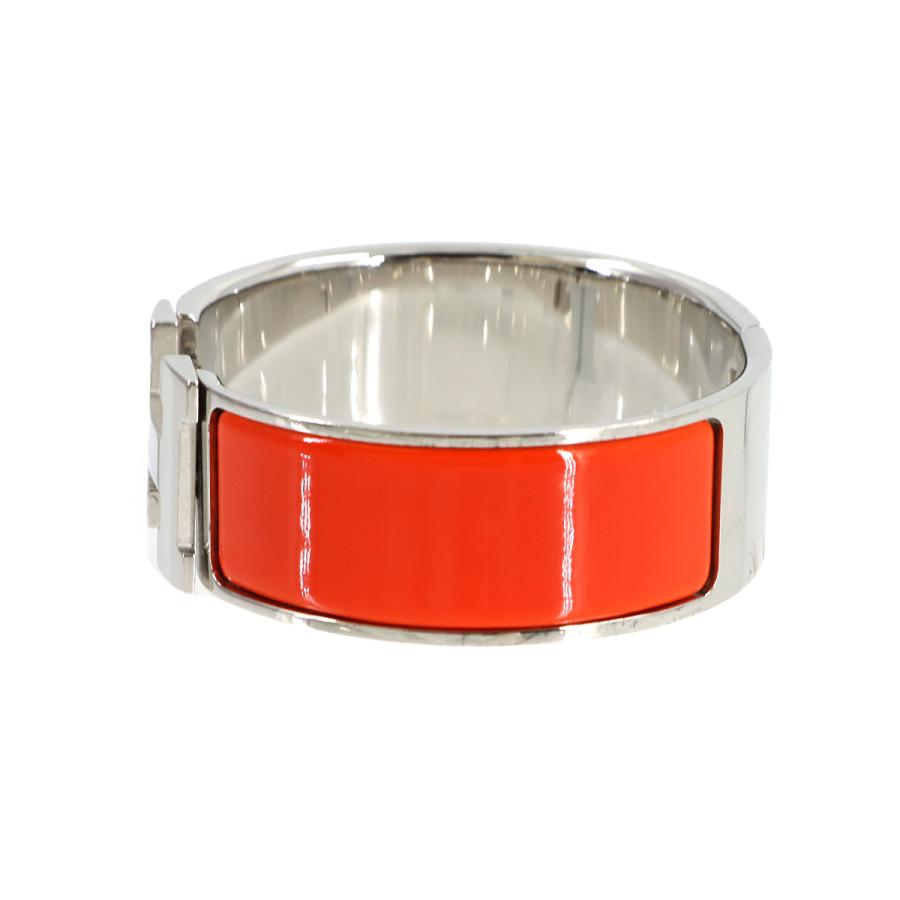 HERMES バングル 赤 HERMES（エルメス） 美品 クリッククラック H バングル オレンジ