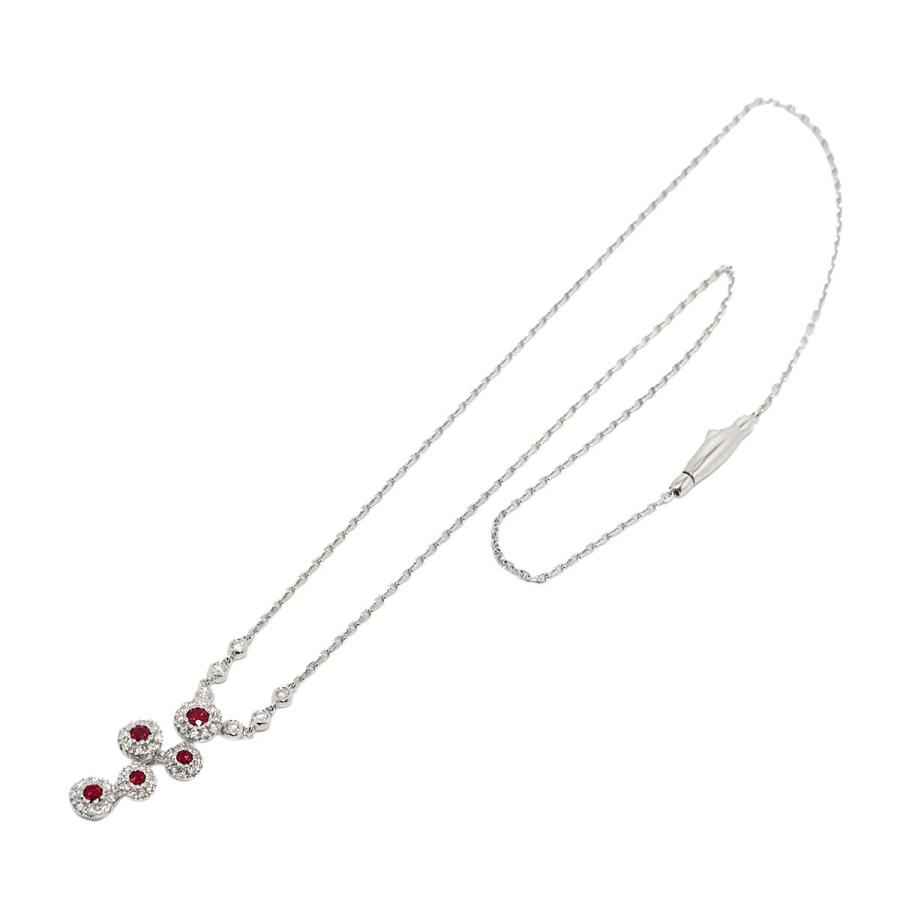 ルビー 0.38ct ダイヤ 0.49ct ネックレス 42cm K18 WG ホワイトゴールド 750 【鑑別書付き】 Ruby Necklace 90317567