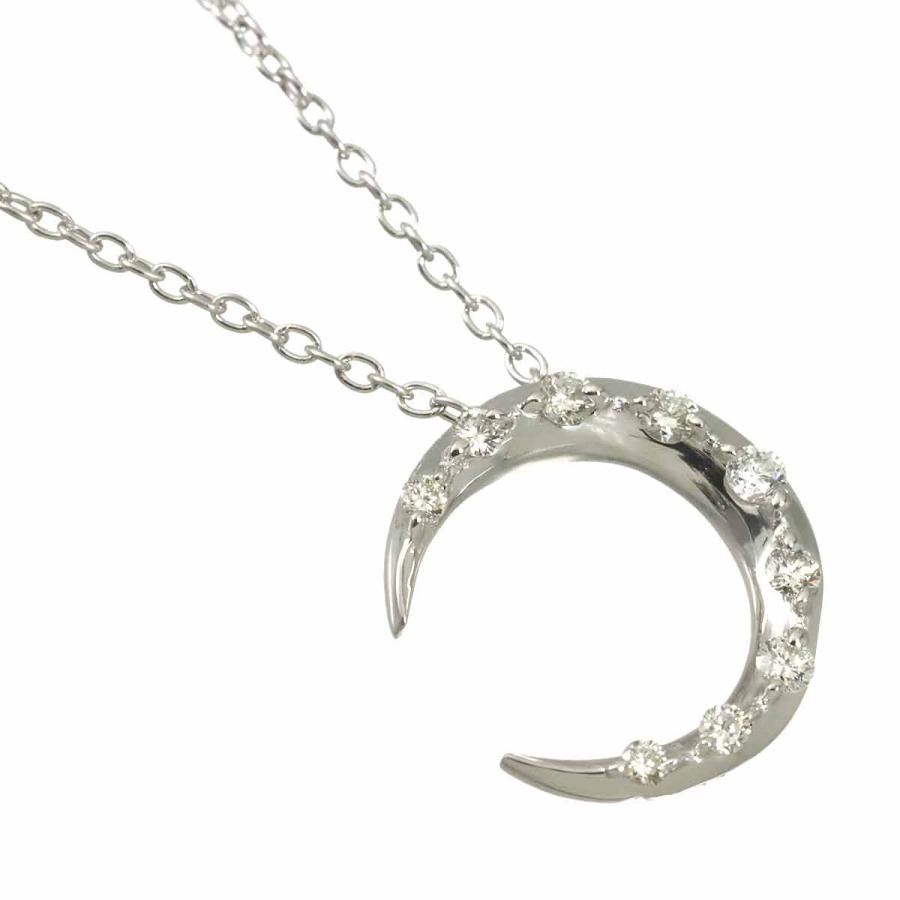 AHKAH（アーカー） ダイヤ 0.13ct ネックレス 42cm K18 WG ホワイト