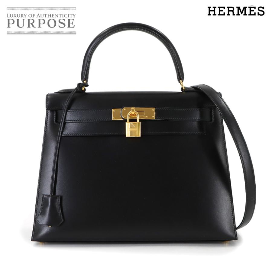 HERMES（エルメス） 新品同様 ケリー 28 ボックスカーフ ブラック 外