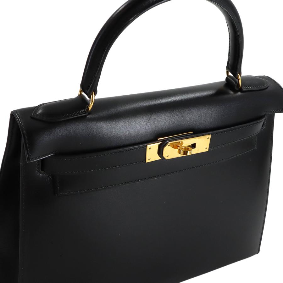 HERMES（エルメス） 新品同様 ケリー 28 ボックスカーフ ブラック 外