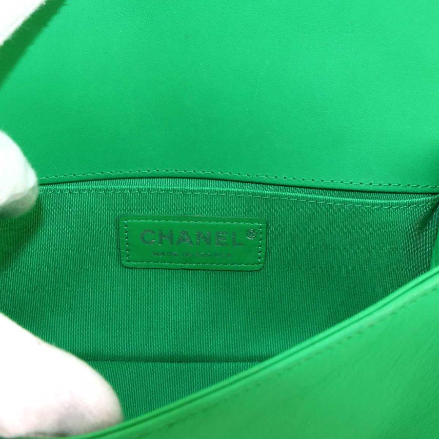 新品同様 シャネル CHANEL ボーイシャネル スモール チェーン ショルダー バッグ ラムスキン グリーン A67085 シルバー 金具 90317970_6