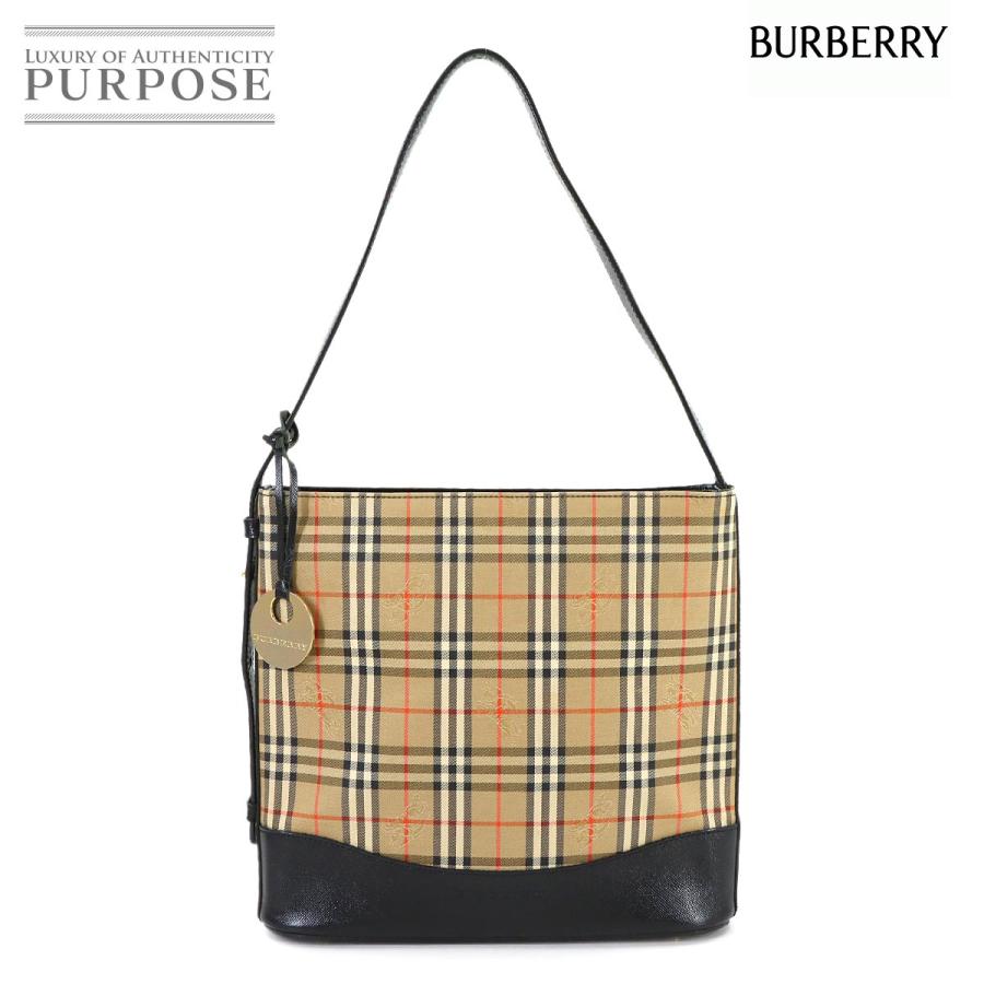 バーバリー BURBERRY ノバチェック ワンショルダー バッグ キャンバス レザー ベージュ ブラック Shoulder Bag 90318013 BURBERRY（バーバリー） ノバチェック ワンショルダー バッグ