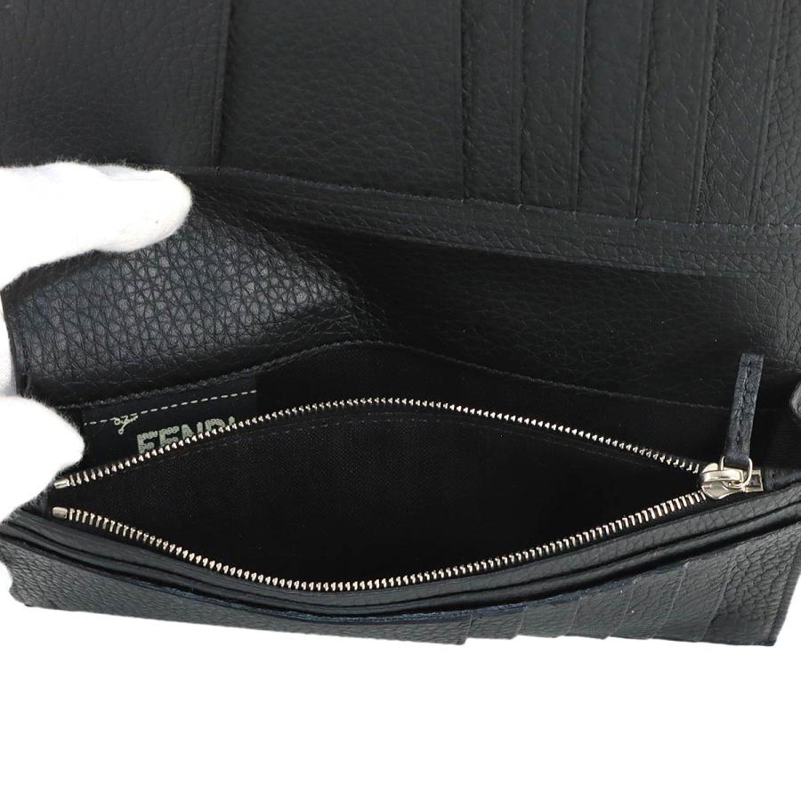 フェンディ セレリア レザー 二つ折り 長財布 ブラック 7M0186 FENDI（フェンディ） 新品同様 セレリア 二つ折り 長財布 レザー