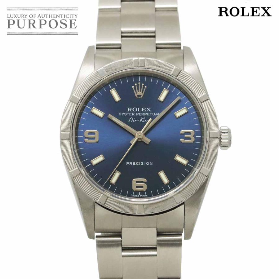 ロレックス ROLEX エアキング 14010M Y番 メンズ 腕時計 エンジンターンドベゼル ブルー オートマ 自動巻き ウォッチ Air King 90318309 ROLEX（ロレックス） エアキング 14010M Y番 メンズ 腕時計 エンジン
