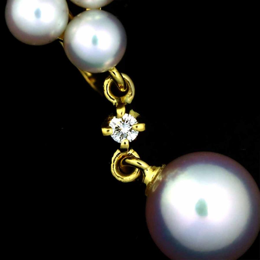 MIKIMOTO（ミキモト） アコヤ真珠 6.5-3.5mm ダイヤ イヤリング K18 YG