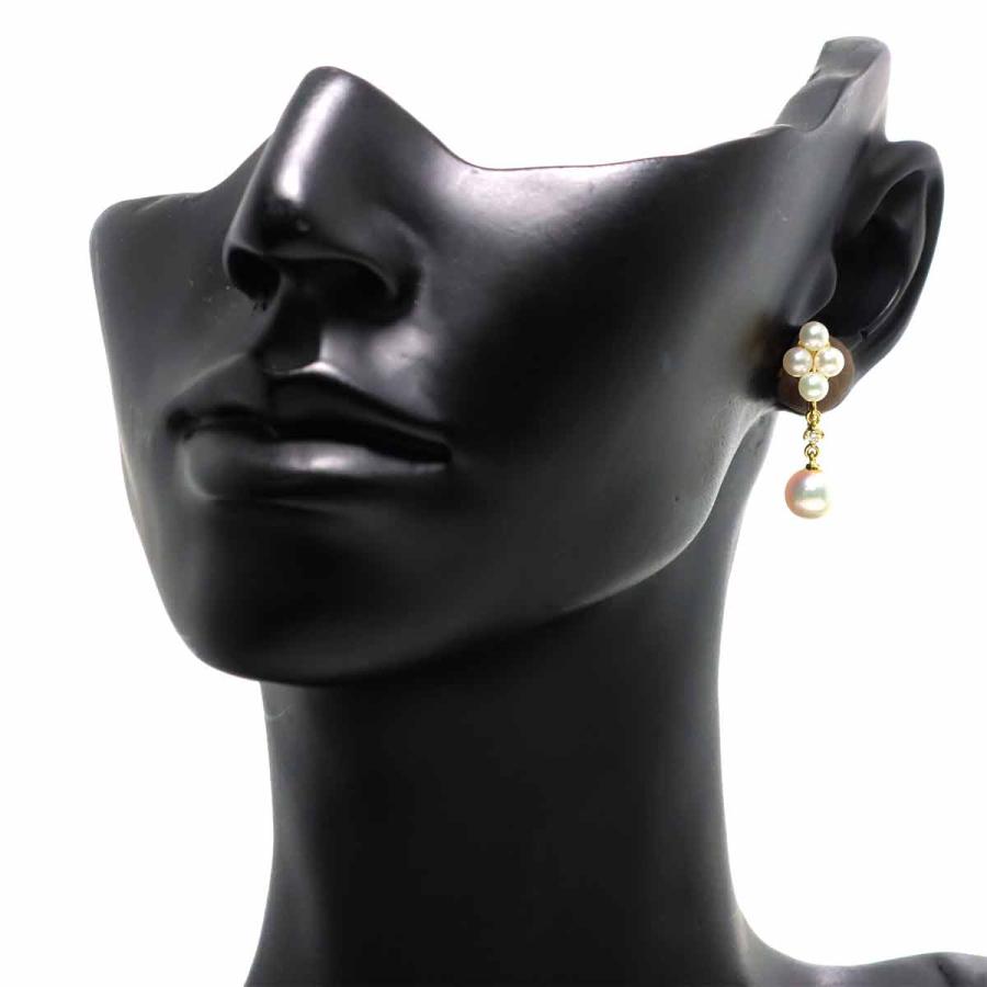 MIKIMOTO（ミキモト） アコヤ真珠 6.5-3.5mm ダイヤ イヤリング K18 YG