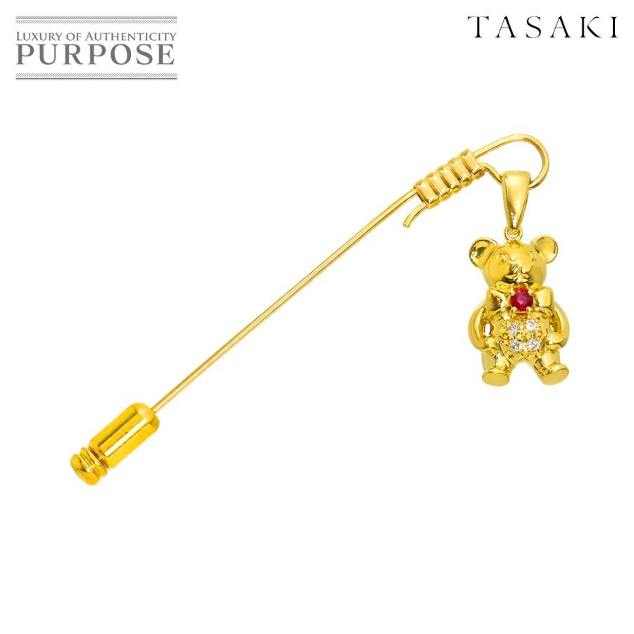 TASAKI（タサキ） ダイヤ 0.04ct ルビー ピンブローチ K18 YG イエロー