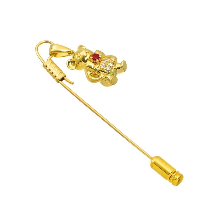 TASAKI（タサキ） ダイヤ 0.04ct ルビー ピンブローチ K18 YG イエロー