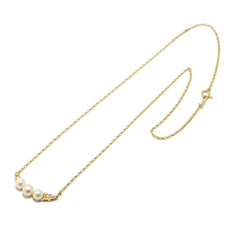 MIKIMOTO（ミキモト） アコヤ真珠 5.4-5.0mm ダイヤ ネックレス 45cm
