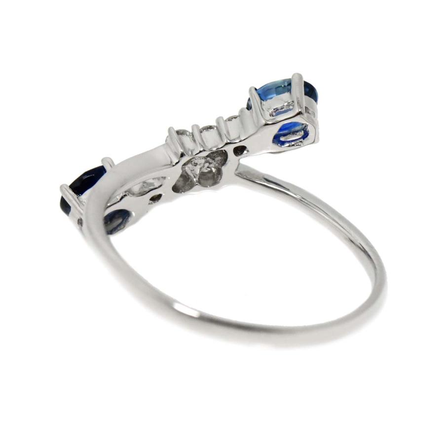リング 13号 サファイヤ 0.87ct ダイヤ 0.15ct K18 WG ホワイト 