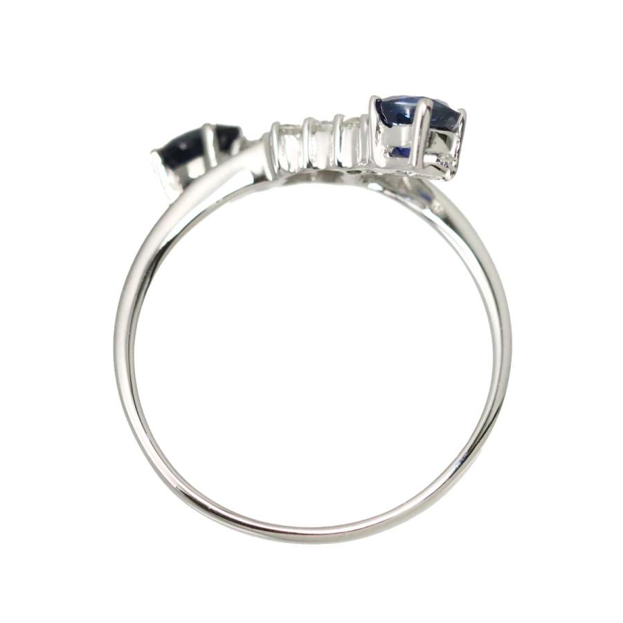 リング 13号 サファイヤ 0.87ct ダイヤ 0.15ct K18 WG ホワイト 