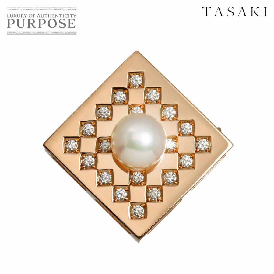 TASAKI アコヤ真珠 ダイヤモンド　ピンブローチ K18 TASAKI（タサキ） アコヤ真珠 7.5mm ダイヤ 0.33ct ブローチ 兼