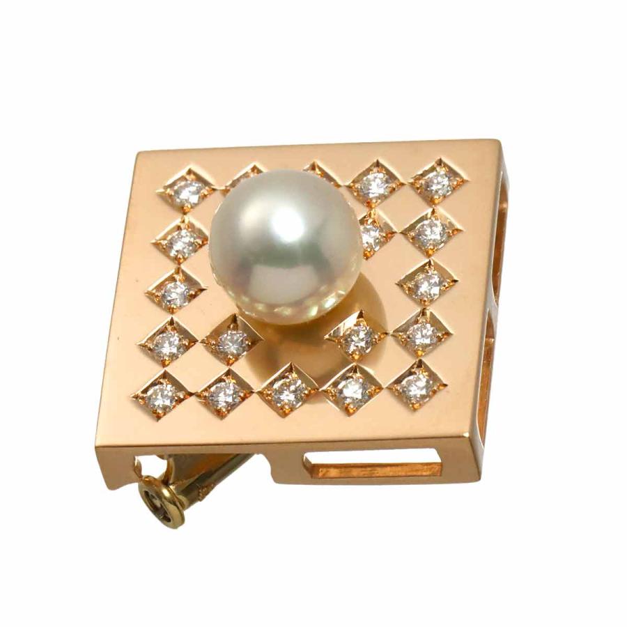 TASAKI アコヤ真珠 ダイヤモンド　ピンブローチ K18 TASAKI（タサキ） アコヤ真珠 7.5mm ダイヤ 0.33ct ブローチ 兼