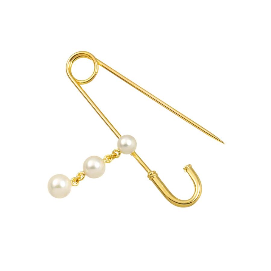 TASAKI（タサキ） アコヤ真珠 5.5-4.5mm ピンブローチ K18 YG イエロー