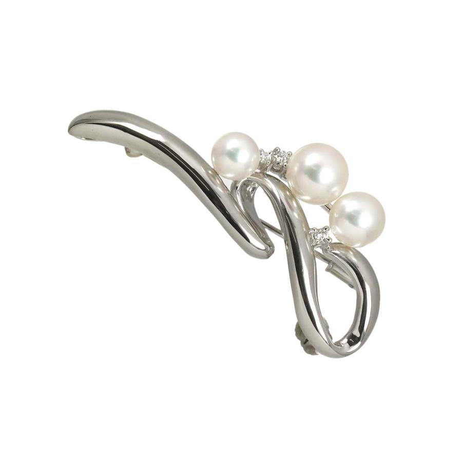TASAKI（タサキ） アコヤ真珠 7.9-6.1mm ダイヤ 0.07ct ブローチ Pt 
