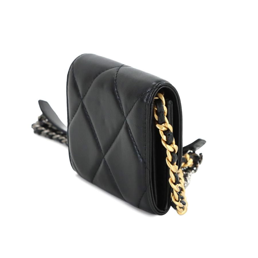 未使用 展示品 シャネル CHANEL 19 フラップ コインパース チェーン コインケース 小銭入れ レザー ブラック AP1787 Coin case 90320091の画像